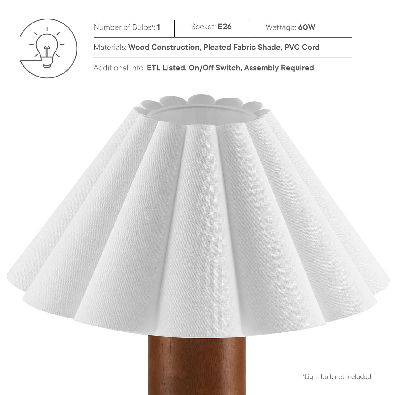Velarique Table Lamp, Walnut