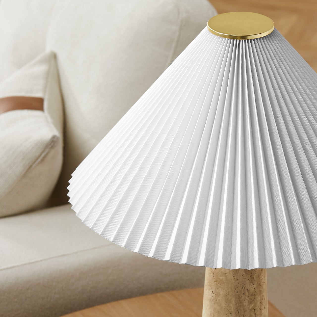 Yondari Table Lamp, Travertine