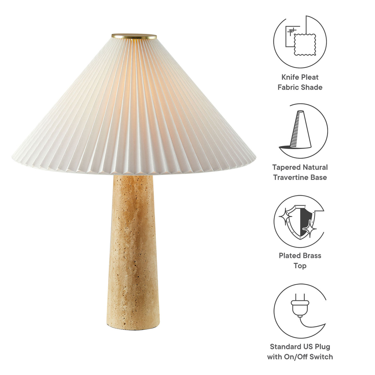 Yondari Table Lamp, Travertine