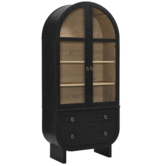 Nyx Arched Display Cabinet, Black & Light Oak