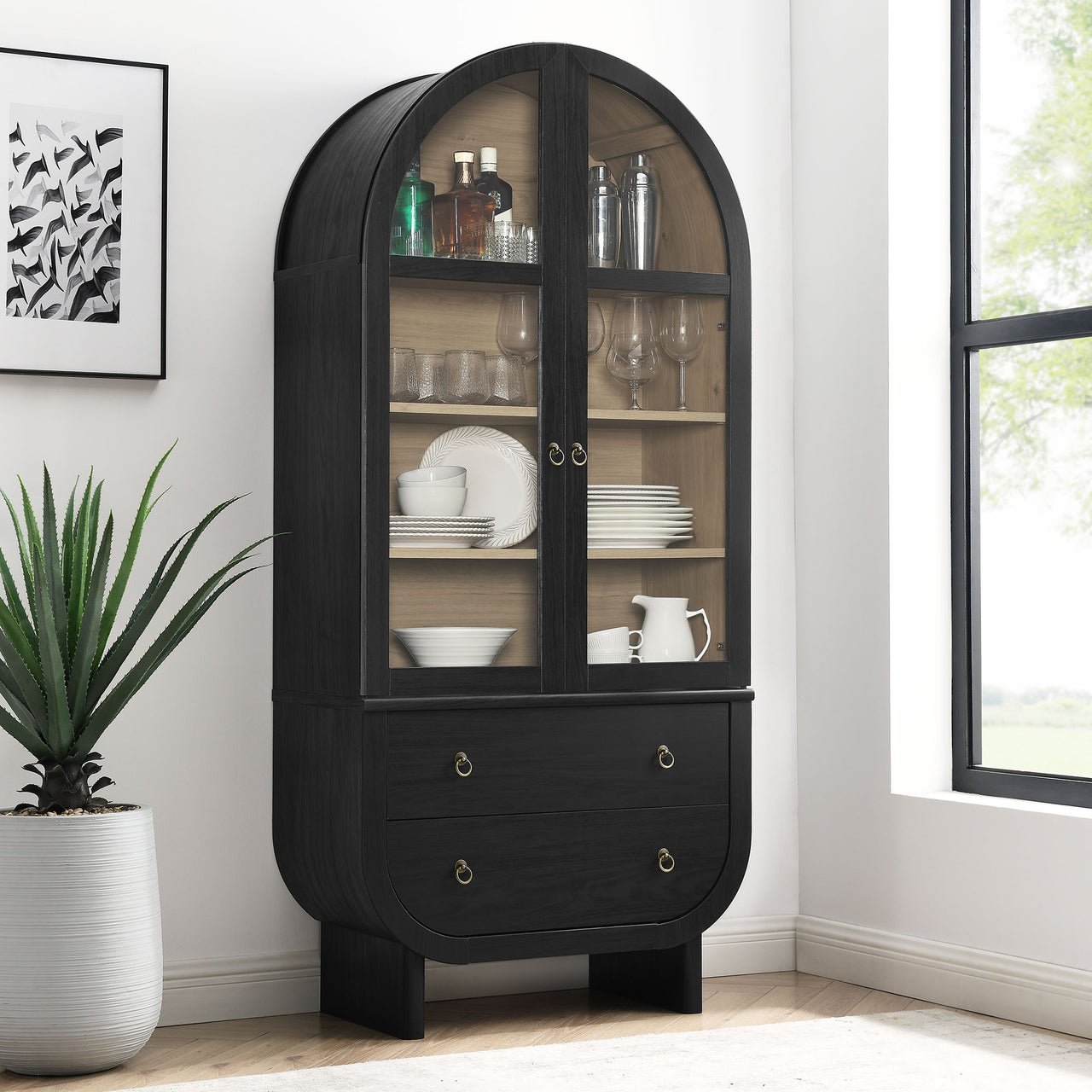 Corvella Storage Cabinet, Black & Cream