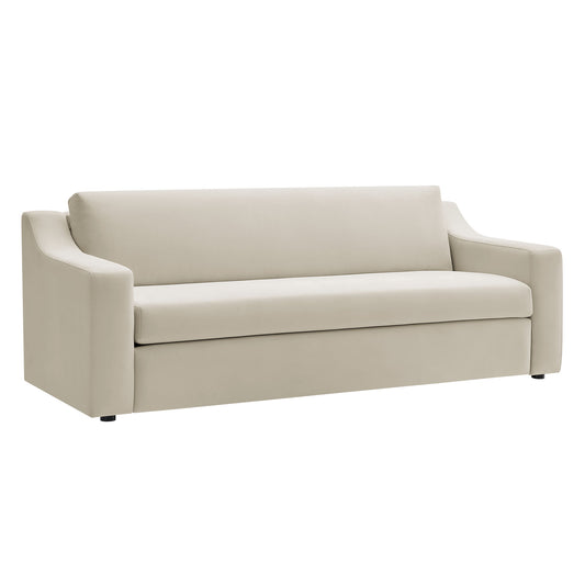 Lioness Upholstered Velvet Sofa, Chalk