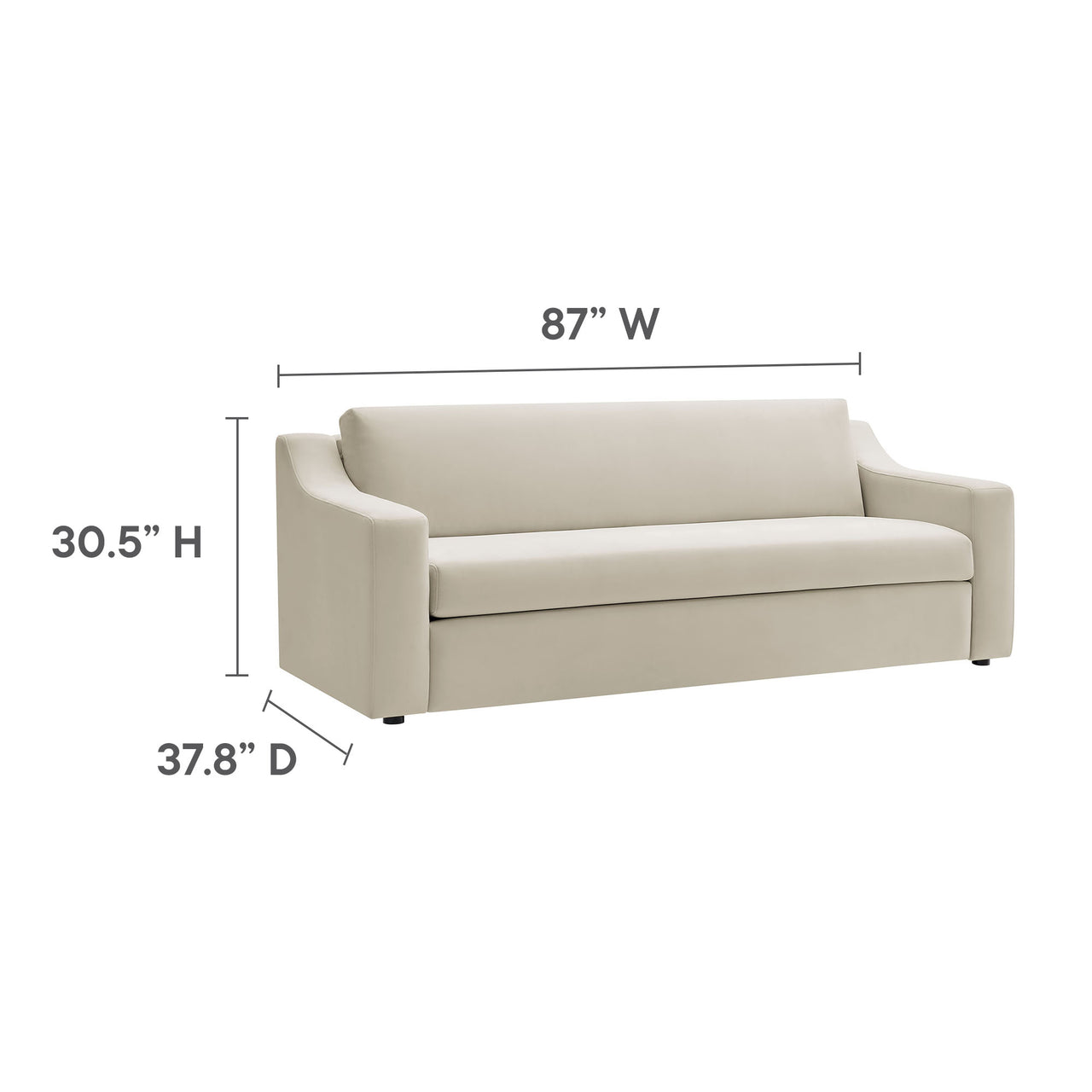 Lioness Upholstered Velvet Sofa, Chalk