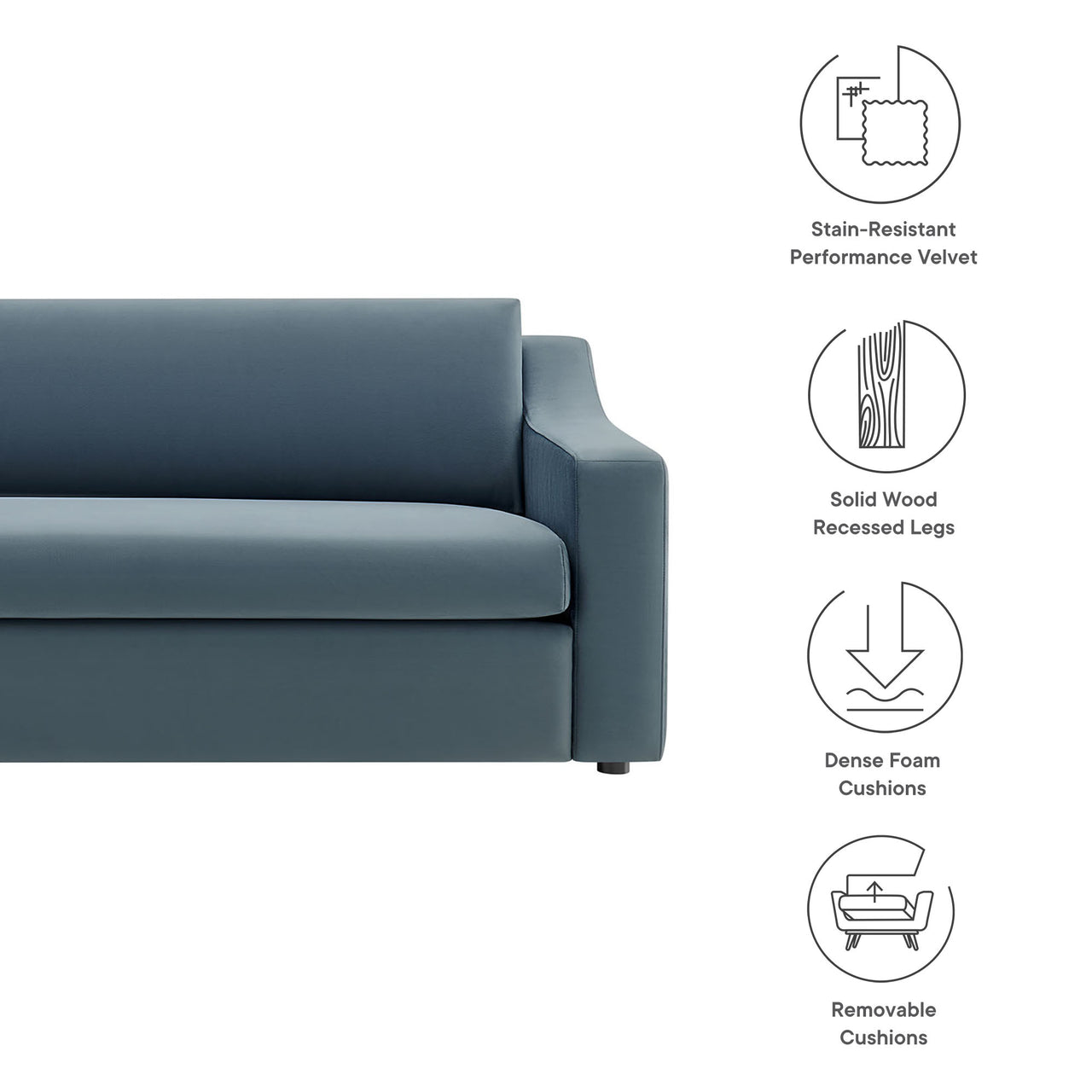 Lioness Upholstered Velvet Sofa, Slate