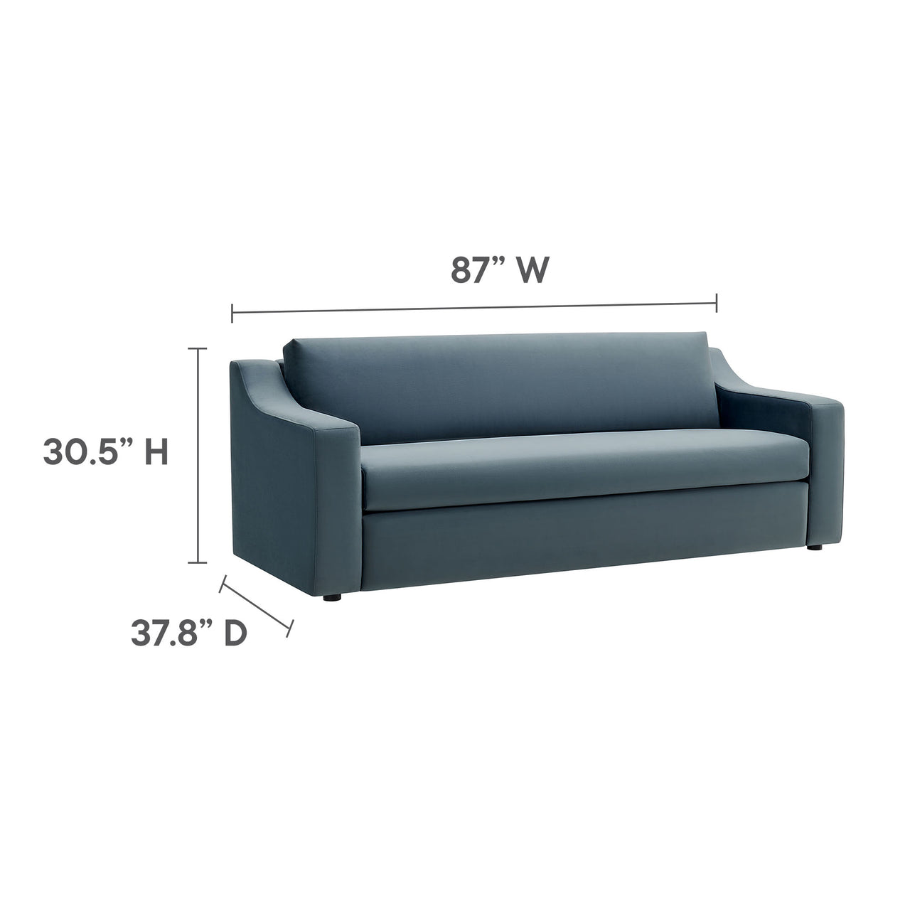 Lioness Upholstered Velvet Sofa, Slate