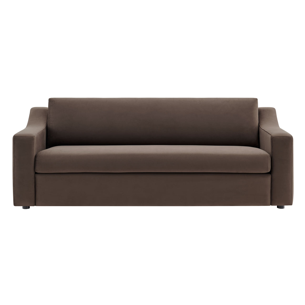 Lioness Upholstered Velvet Sofa, Chocolate Brown
