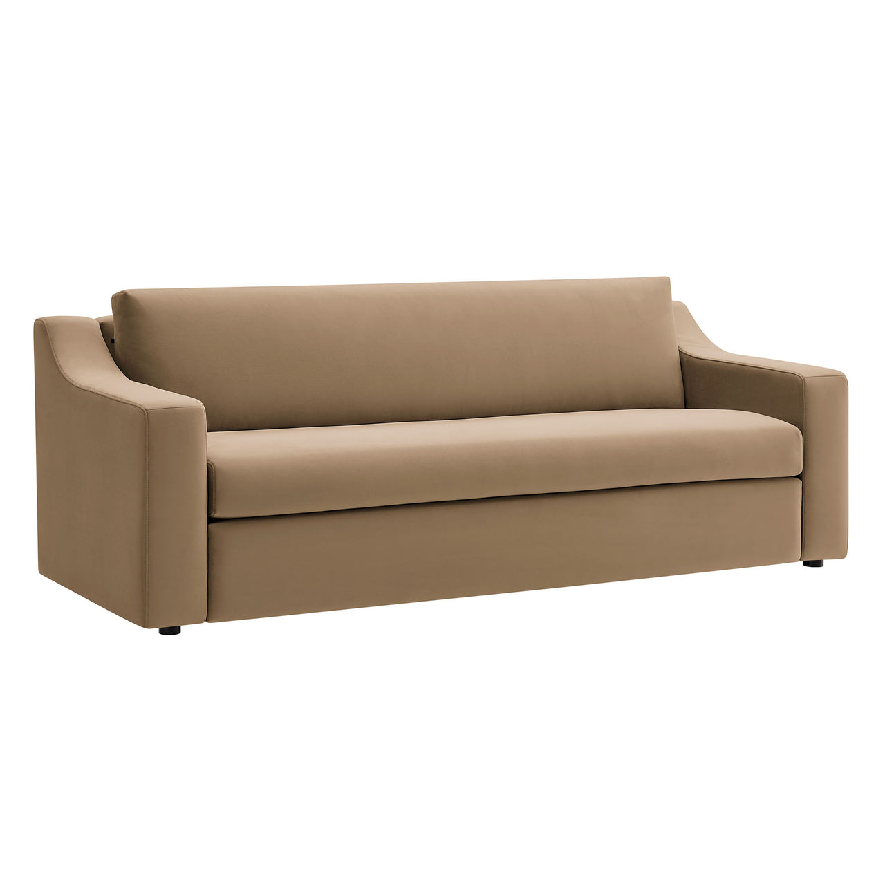 Lioness Upholstered Velvet Sofa, Taupe
