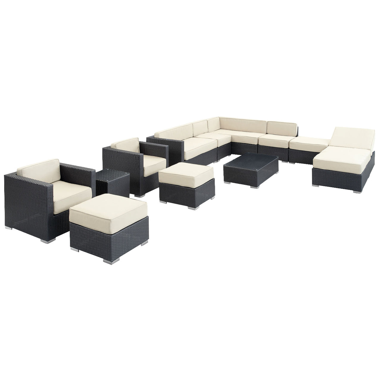 Terra Et Sol 12-Piece Alfresco Sectional Set, Espresso & White