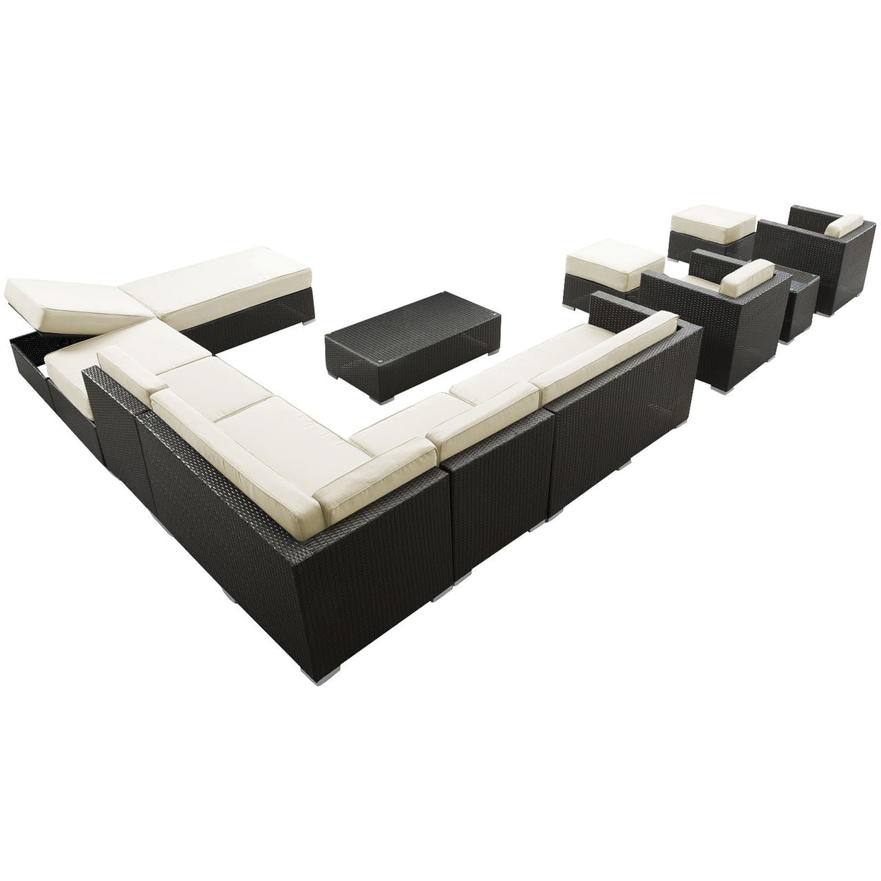 Terra Et Sol 12-Piece Alfresco Sectional Set, Espresso & White