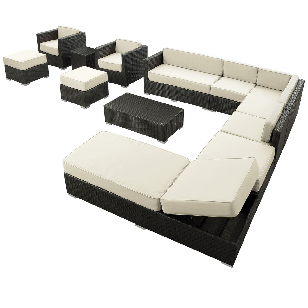 Terra Et Sol 12-Piece Alfresco Sectional Set, Espresso & White