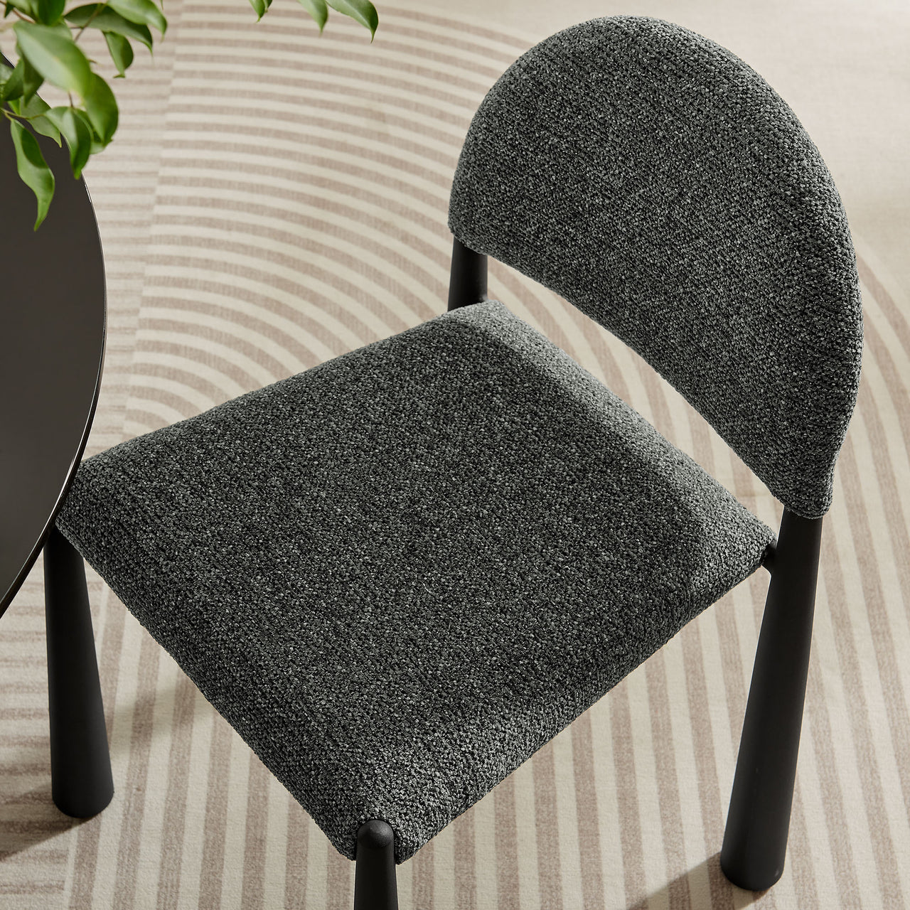 Nali Fabric Dining Chair, Black & Charcoal