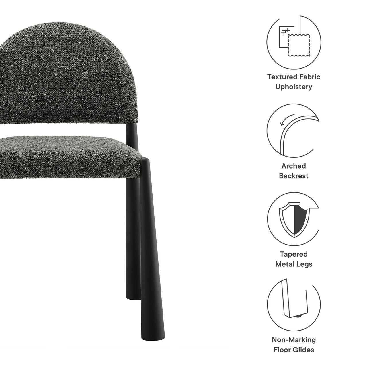 Nali Fabric Dining Chair, Black & Charcoal