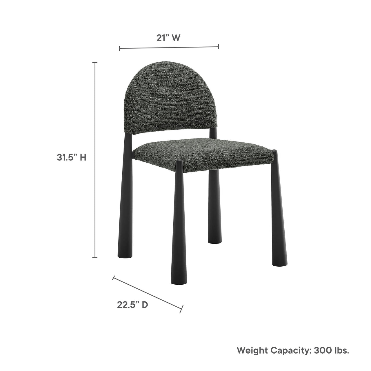 Nali Fabric Dining Chair, Black & Charcoal