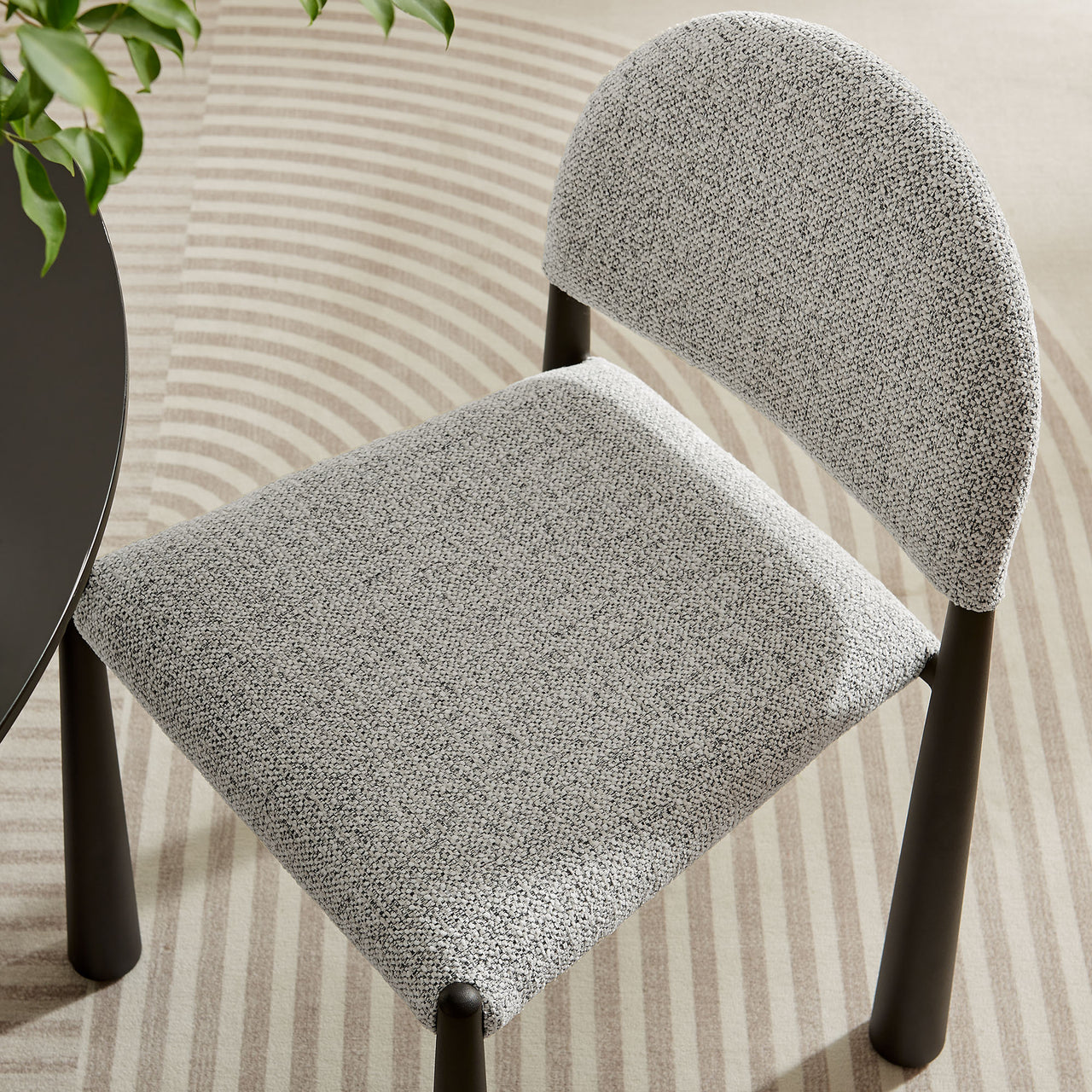 Nali Fabric Dining Chair, Black & Ivory