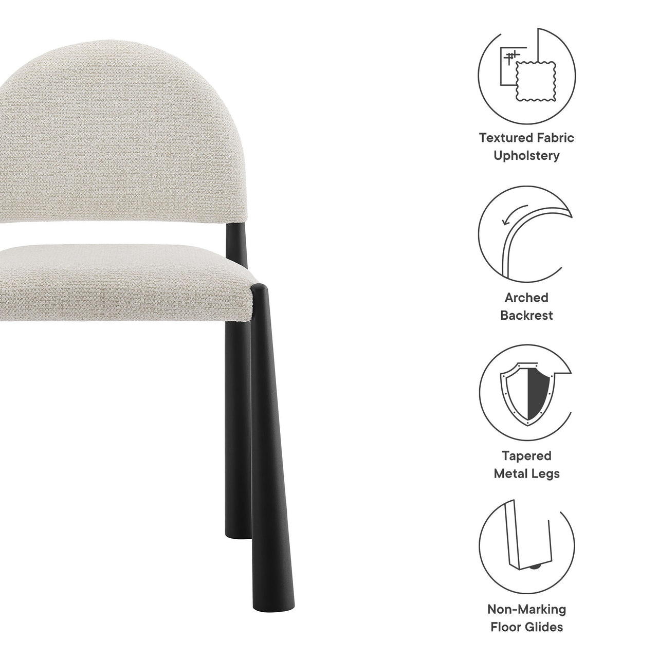 Nali Fabric Dining Chair, Black & Cream