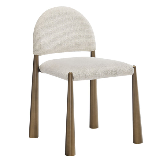Nali Fabric Dining Chair, Brass & Cream