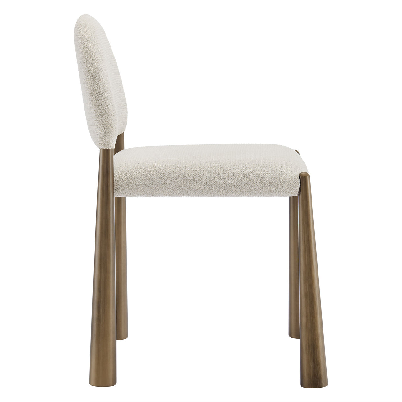 Nali Fabric Dining Chair, Brass & Cream