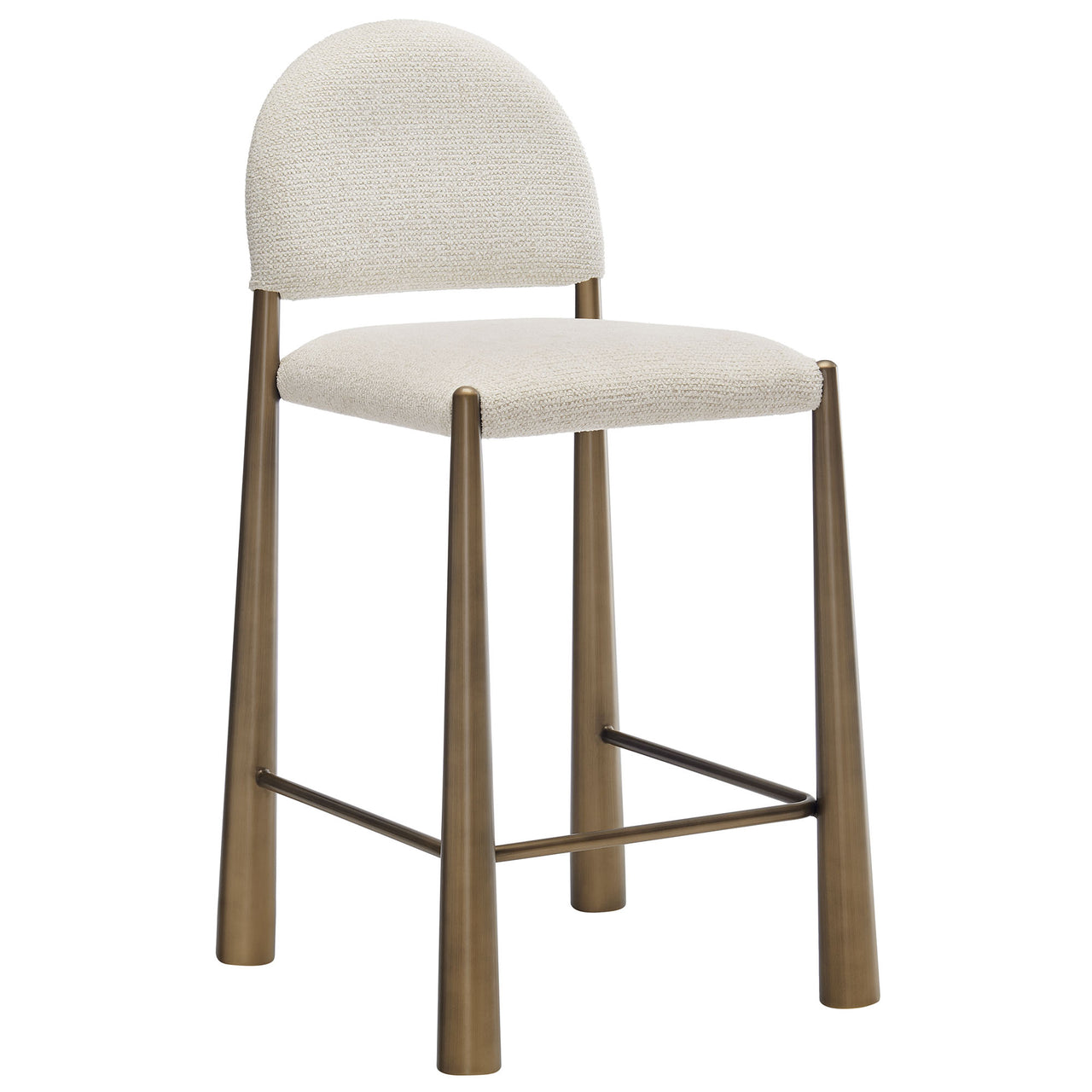 Nali Fabric Counter Stool, Brass & Cream