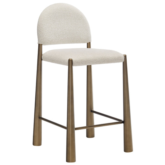 Nali Fabric Counter Stool, Brass & Cream