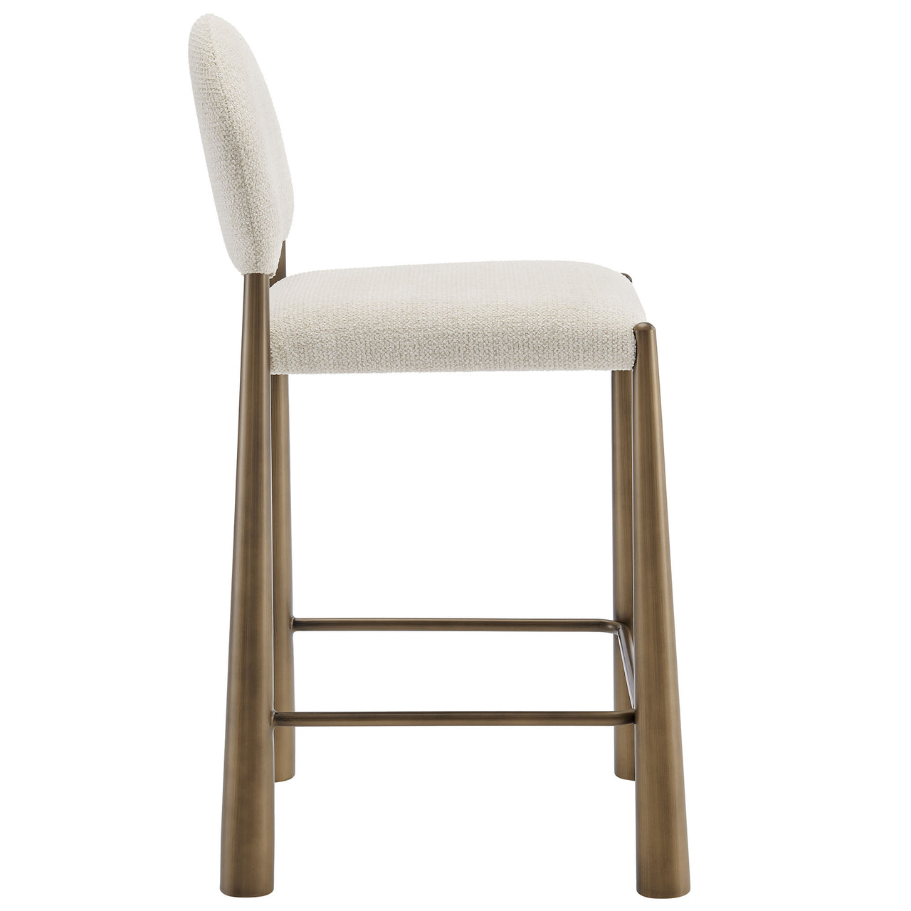 Nali Fabric Counter Stool, Brass & Cream