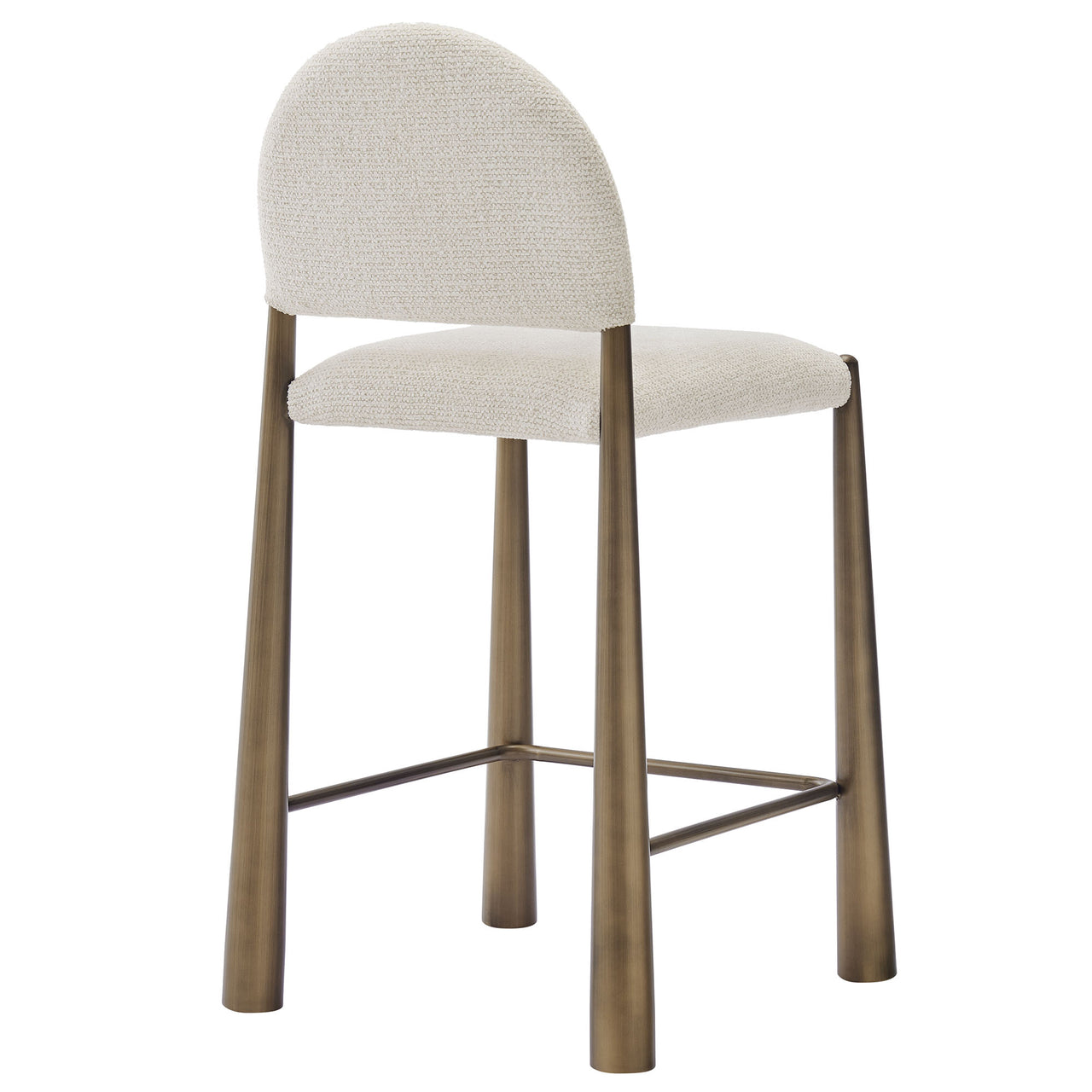 Nali Fabric Counter Stool, Brass & Cream