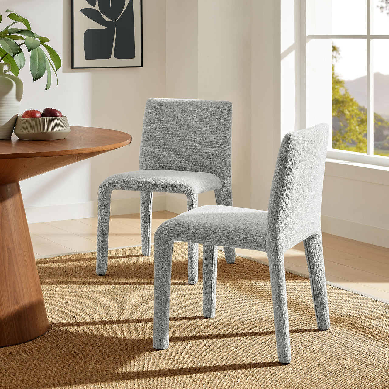 Ruba Fabric Dining Chair, Light Gray