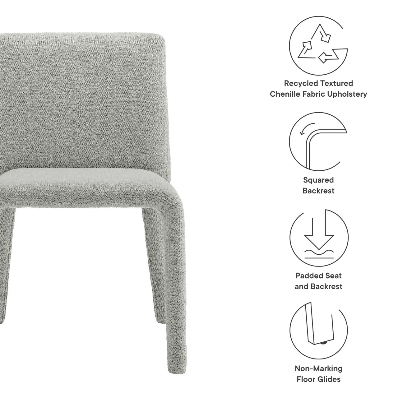 Ruba Fabric Dining Chair, Light Gray