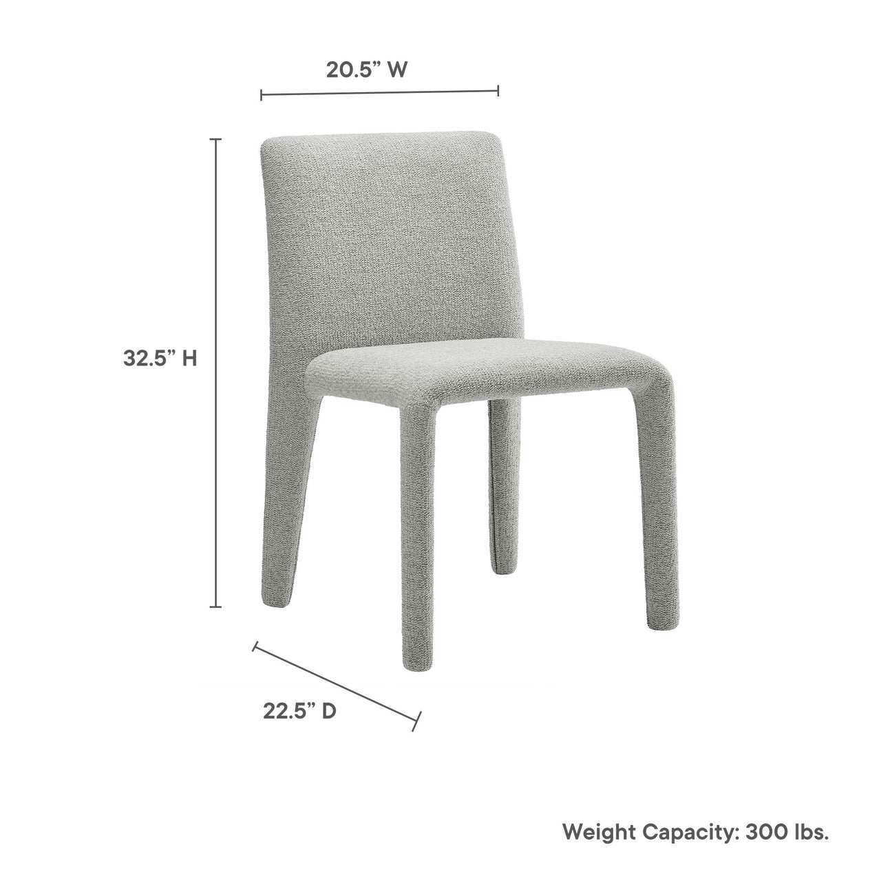 Ruba Fabric Dining Chair, Light Gray