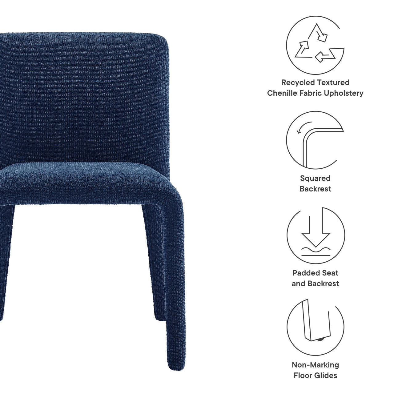 Ruba Fabric Dining Chair, Navy