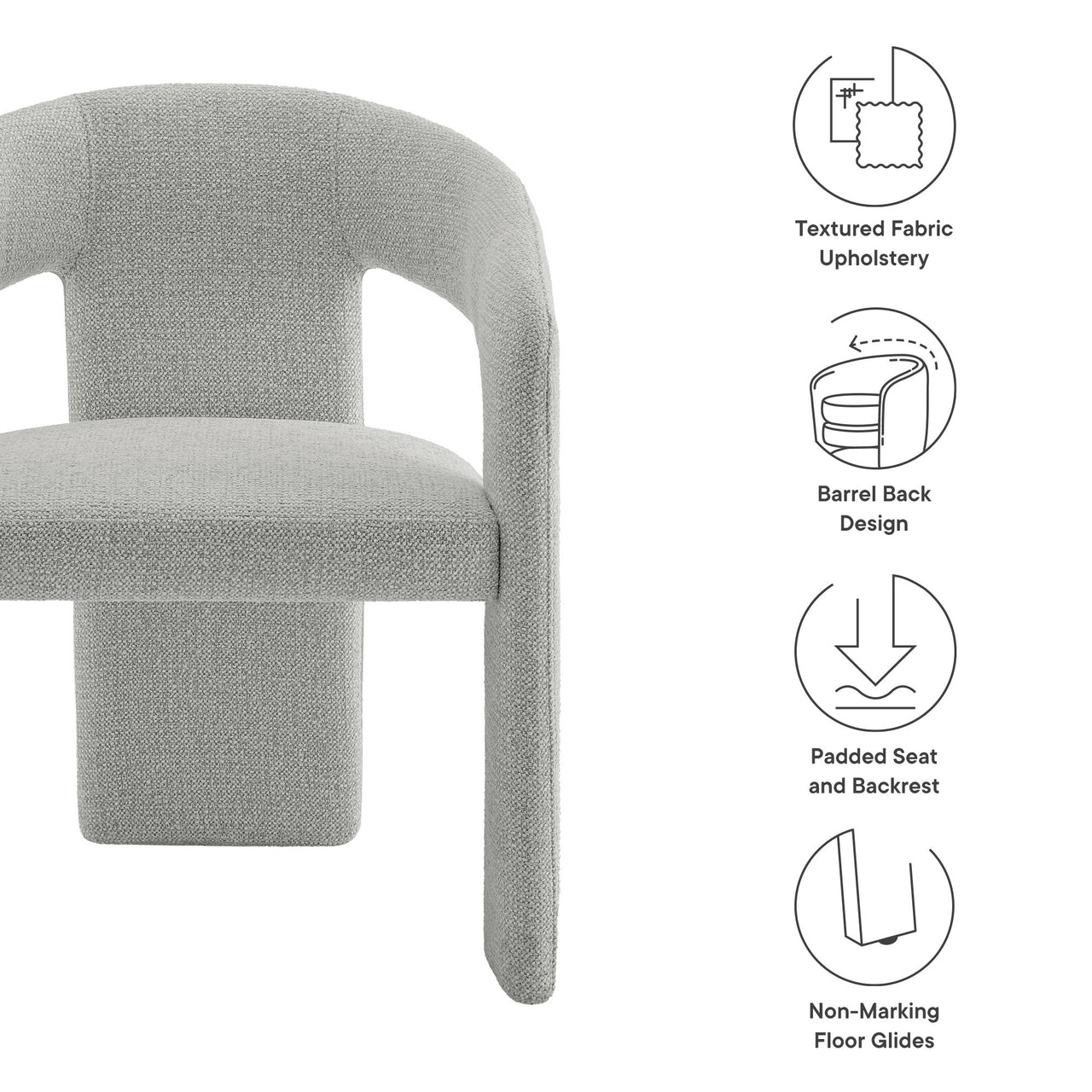 Trinity Fabric Dining Chair, Light Gray