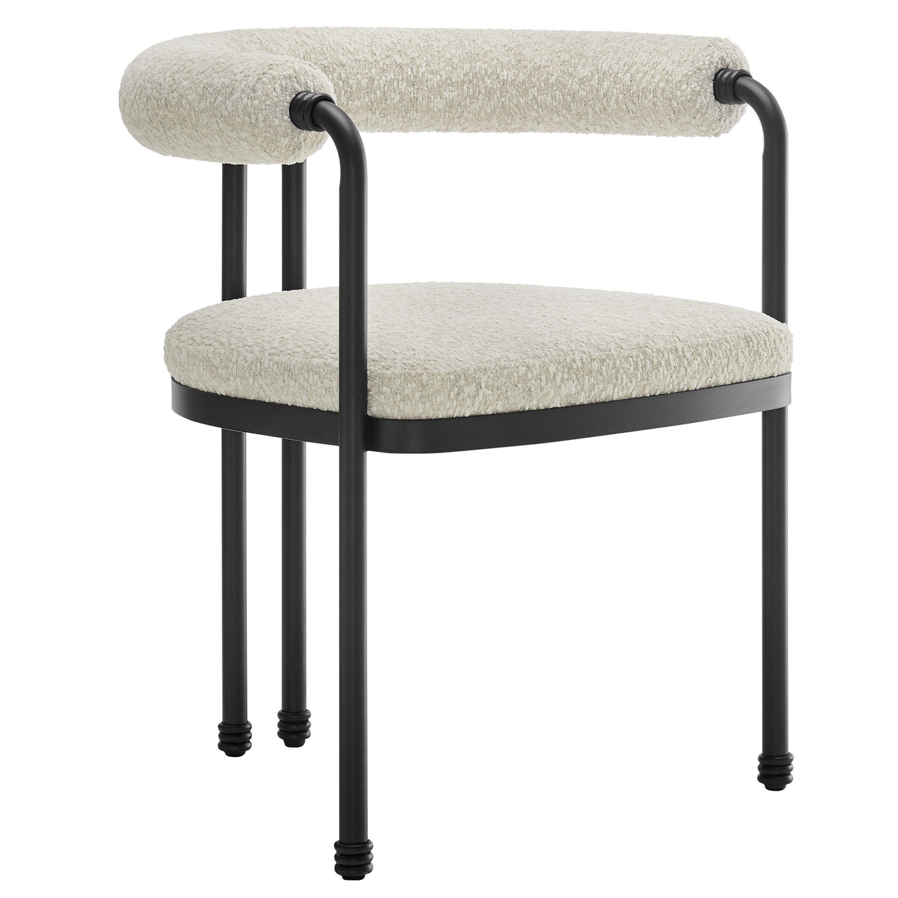 Marivyn Boucle Dining Chair, Black & Ivory