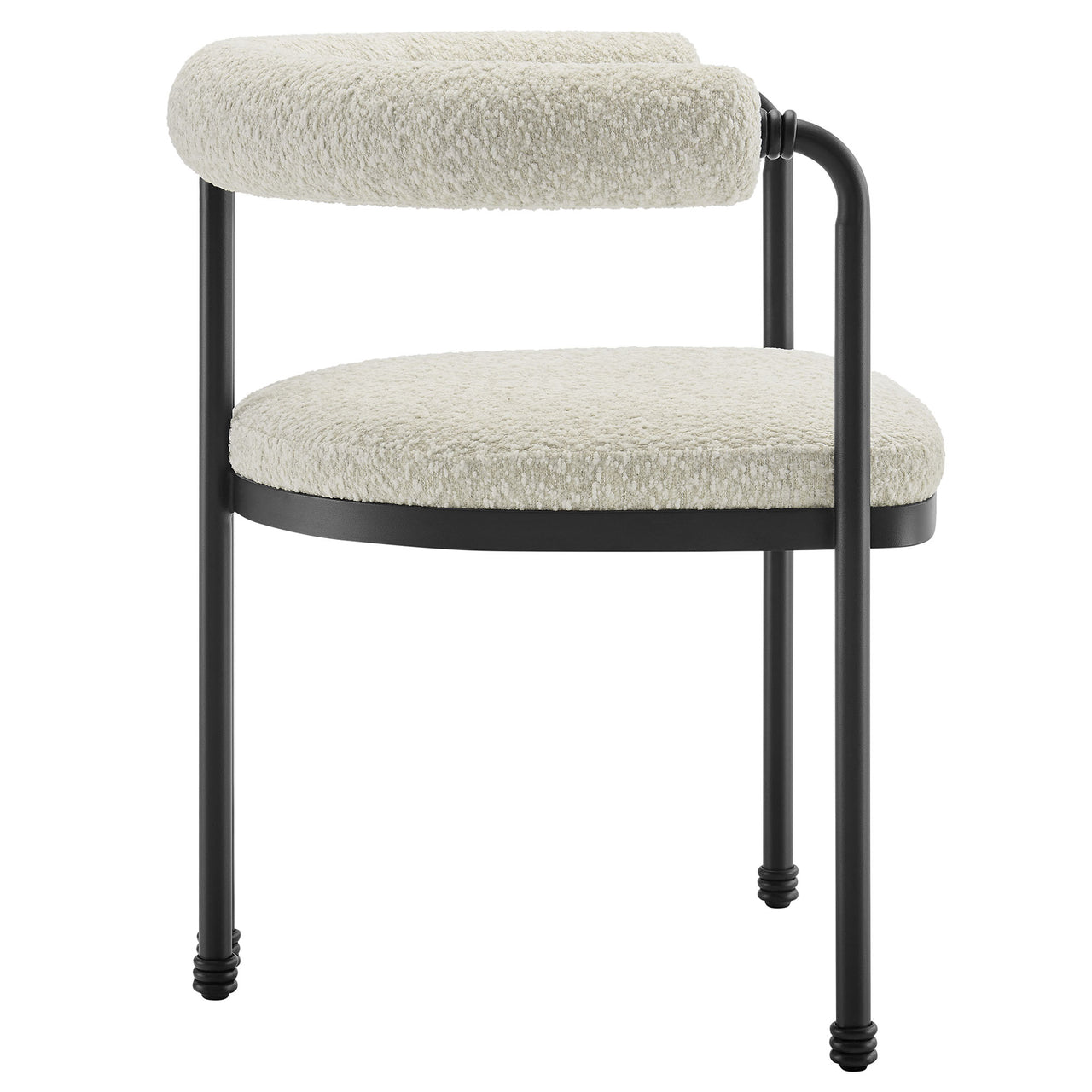 Marivyn Boucle Dining Chair, Black & Ivory