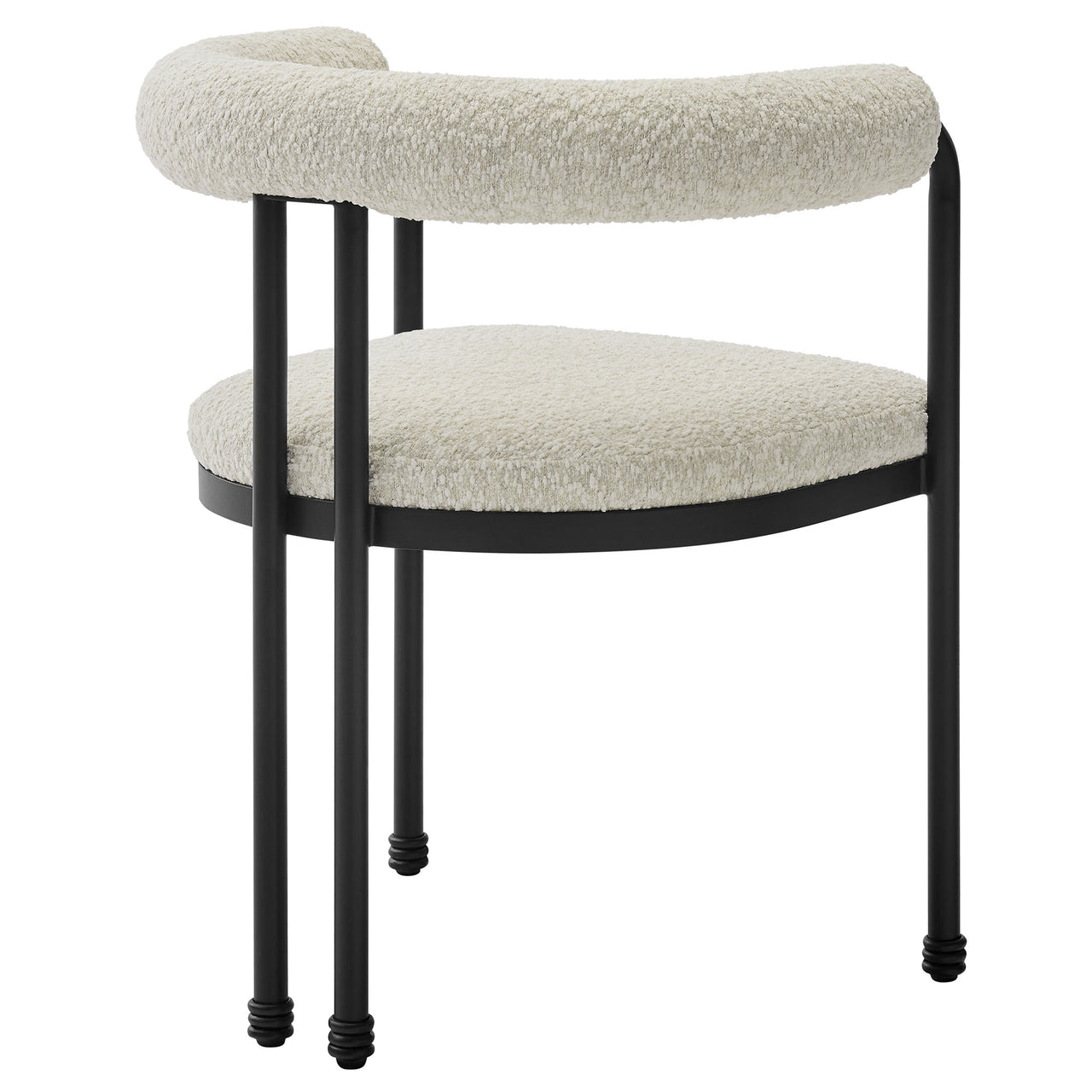 Marivyn Boucle Dining Chair, Black & Ivory