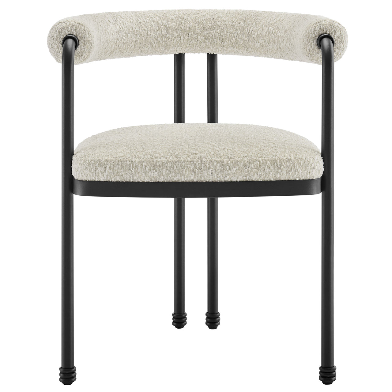 Marivyn Boucle Dining Chair, Black & Ivory