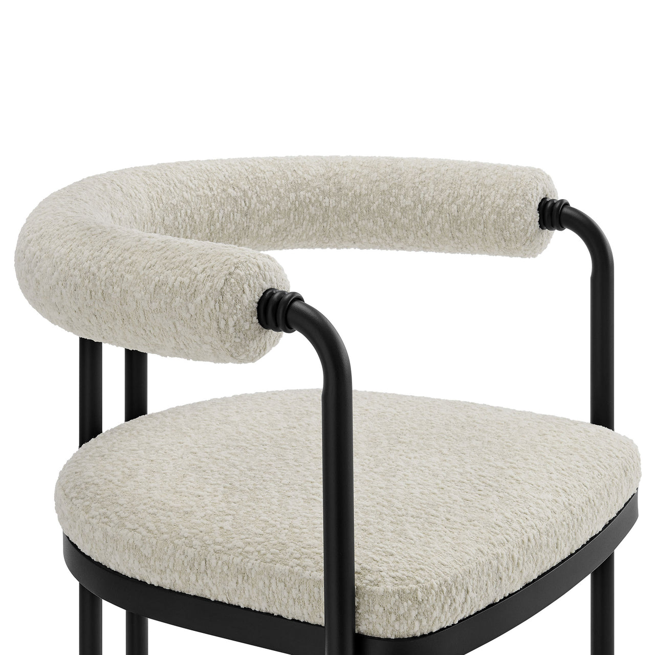 Marivyn Boucle Dining Chair, Black & Ivory