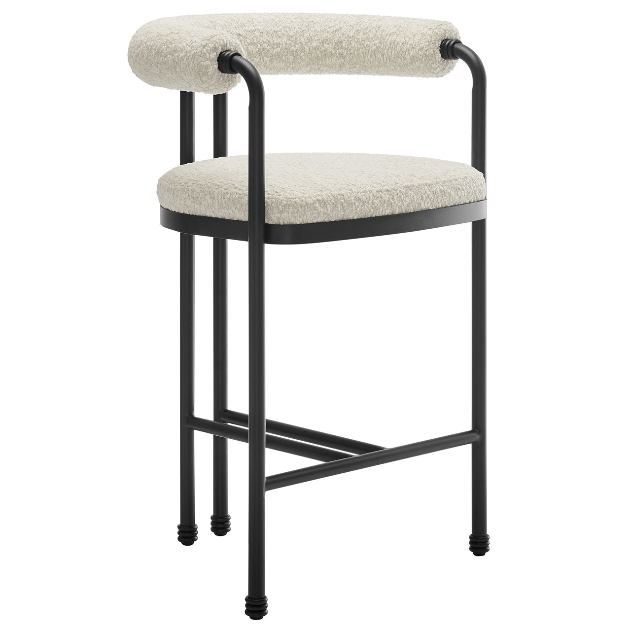 Marivyn Boucle Counter Stool, Black & Ivory