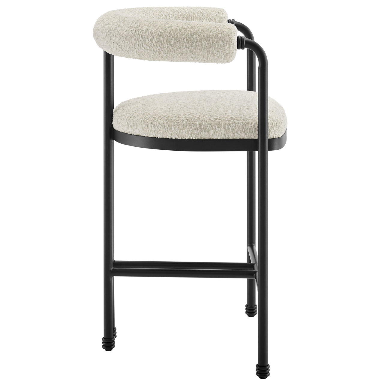 Marivyn Boucle Counter Stool, Black & Ivory