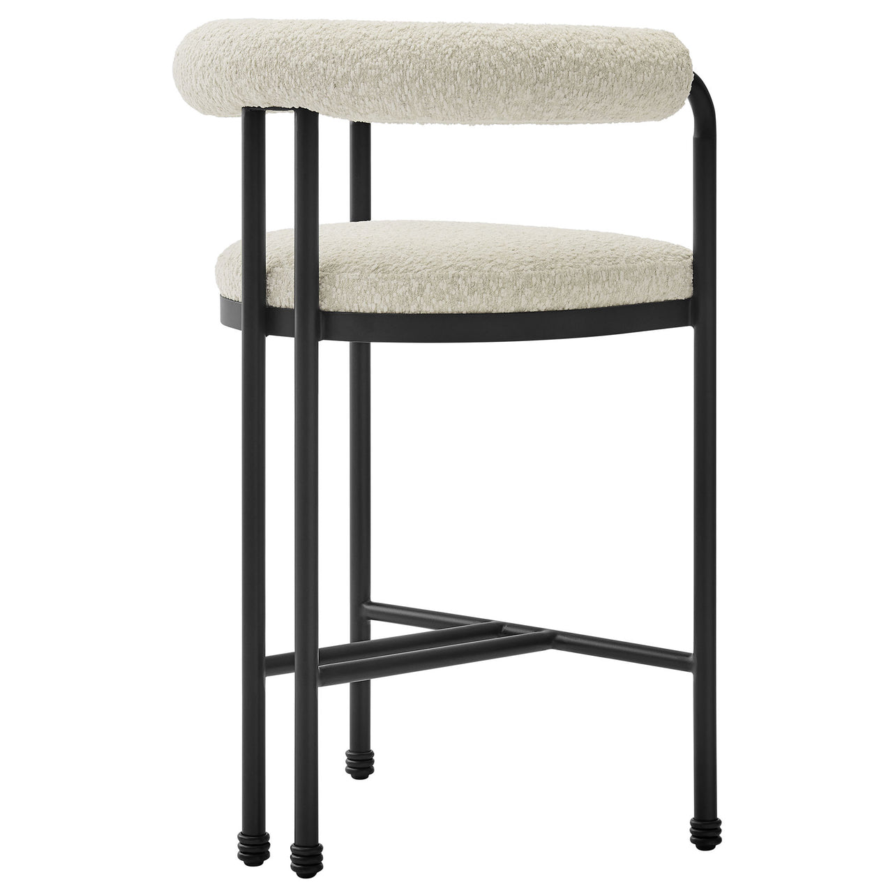 Marivyn Boucle Counter Stool, Black & Ivory