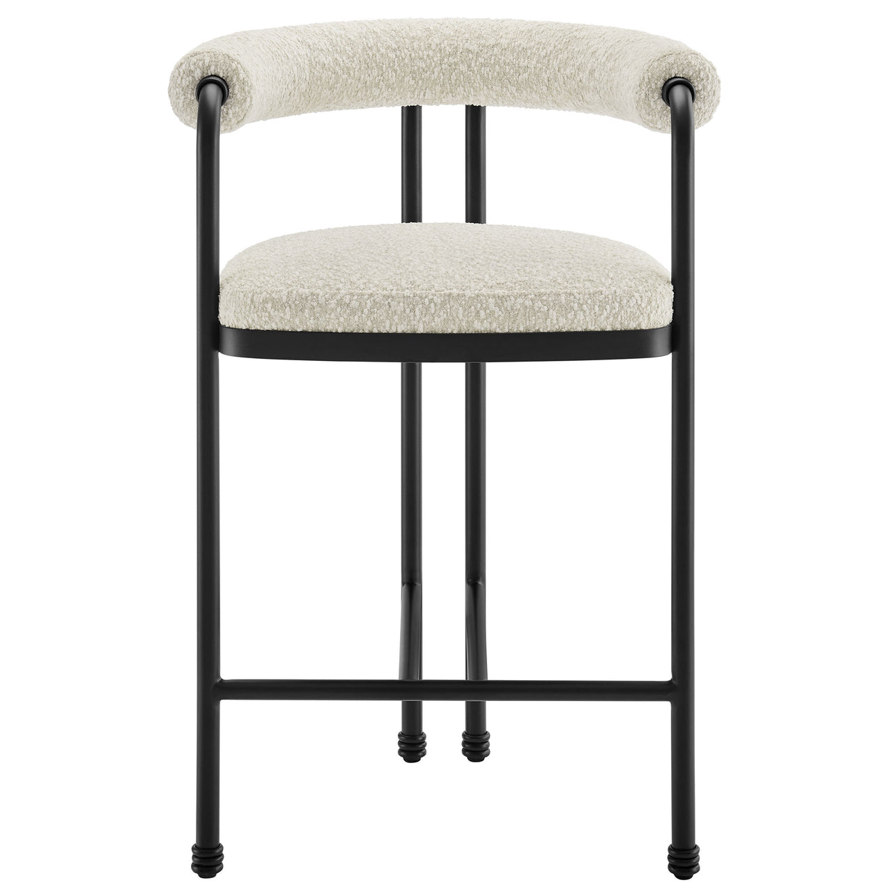 Marivyn Boucle Counter Stool, Black & Ivory