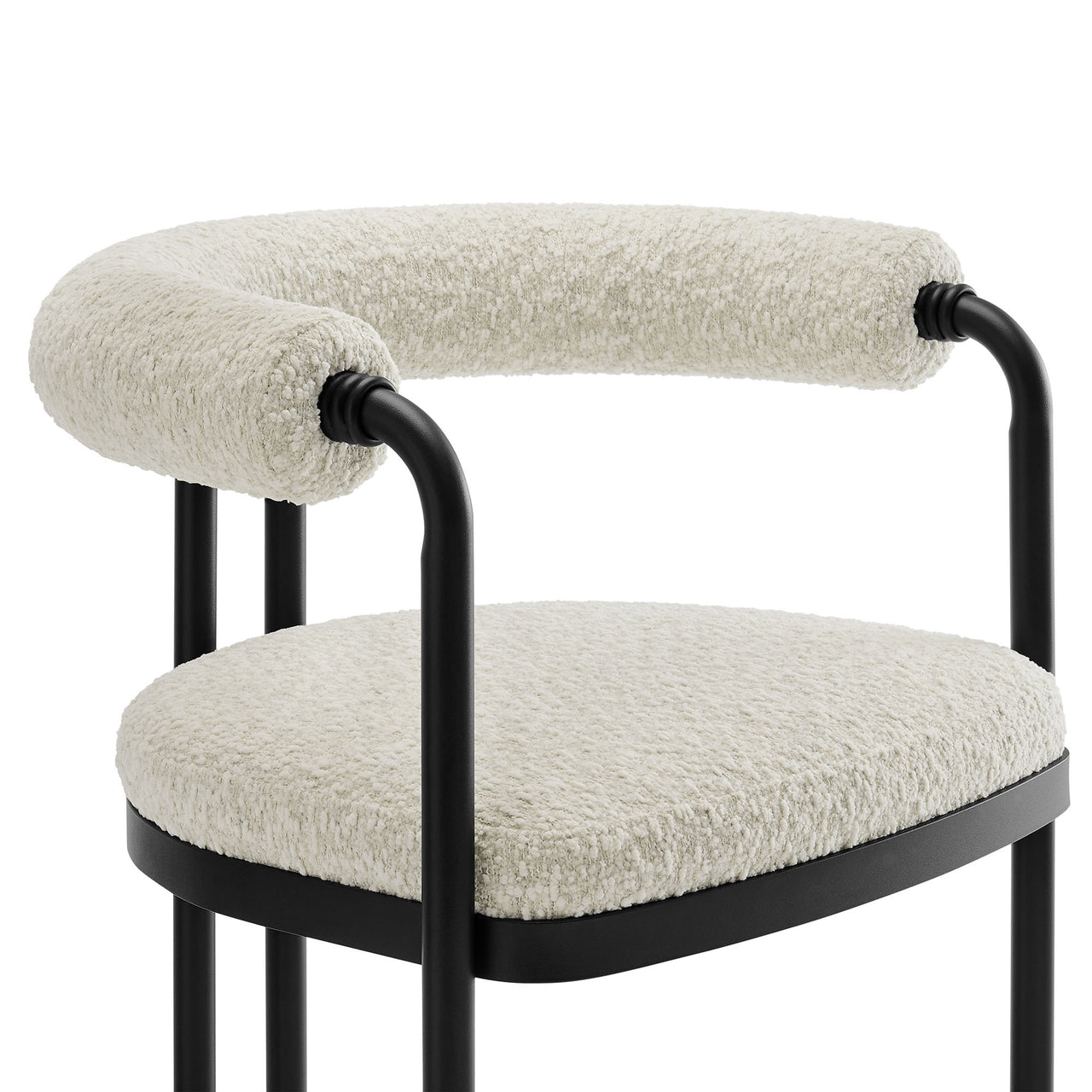 Marivyn Boucle Counter Stool, Black & Ivory