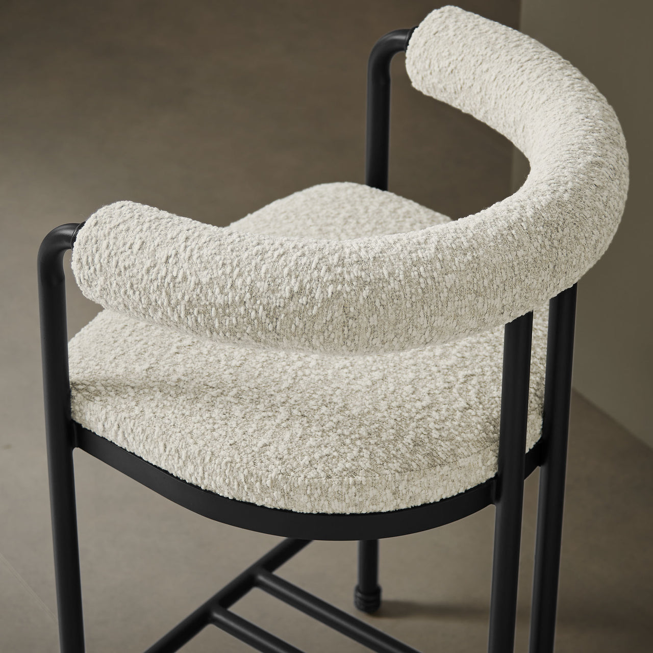 Marivyn Boucle Counter Stool, Black & Ivory