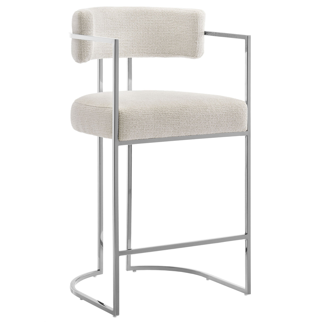 Olyra Fabric Counter Stool, Silver & Cream