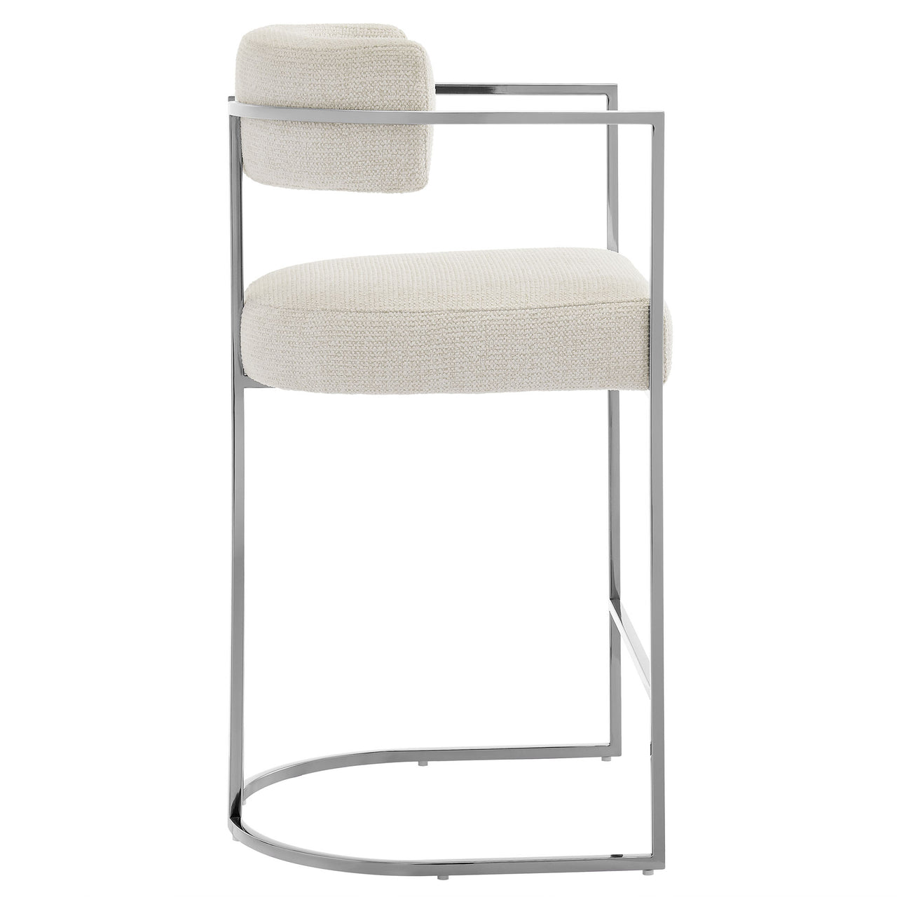 Olyra Fabric Counter Stool, Silver & Cream