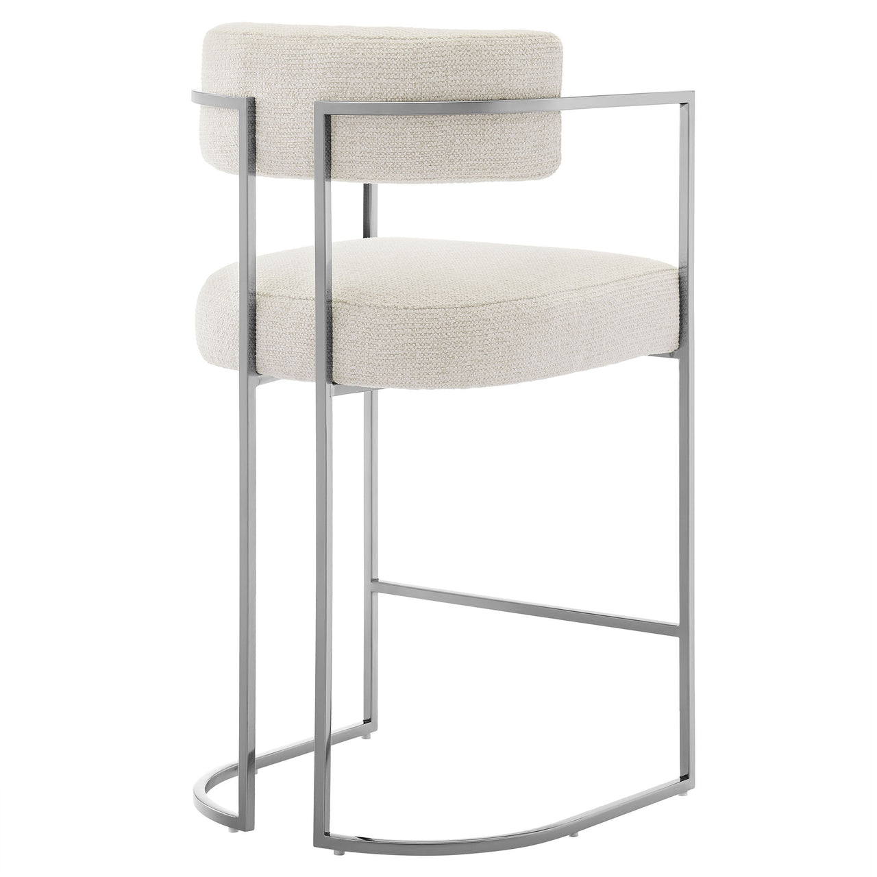 Olyra Fabric Counter Stool, Silver & Cream