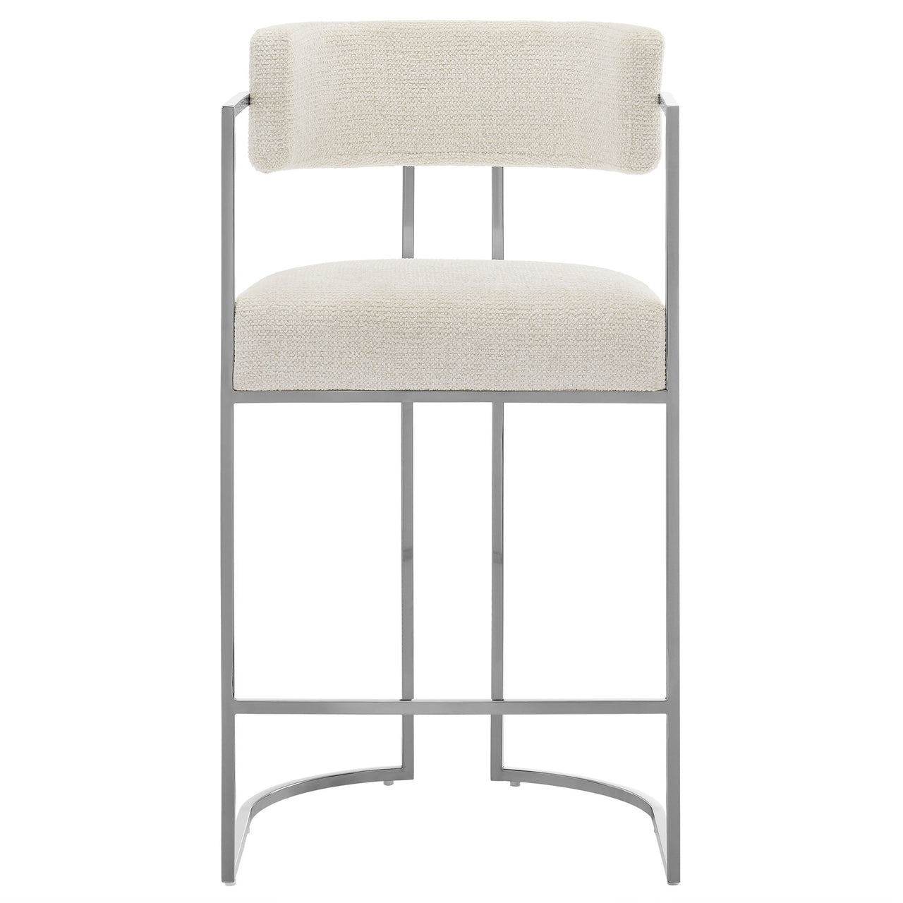 Olyra Fabric Counter Stool, Silver & Cream