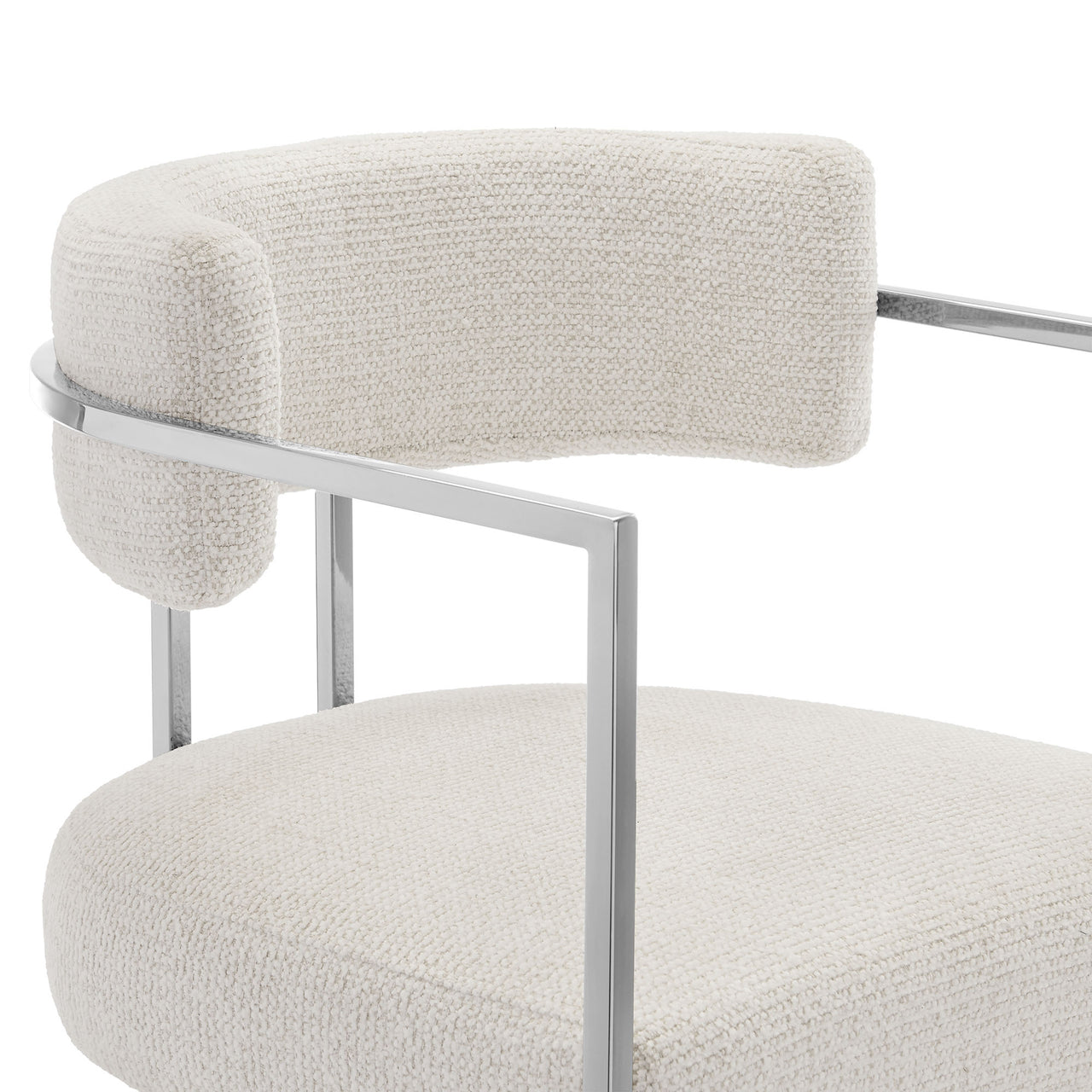 Olyra Fabric Counter Stool, Silver & Cream