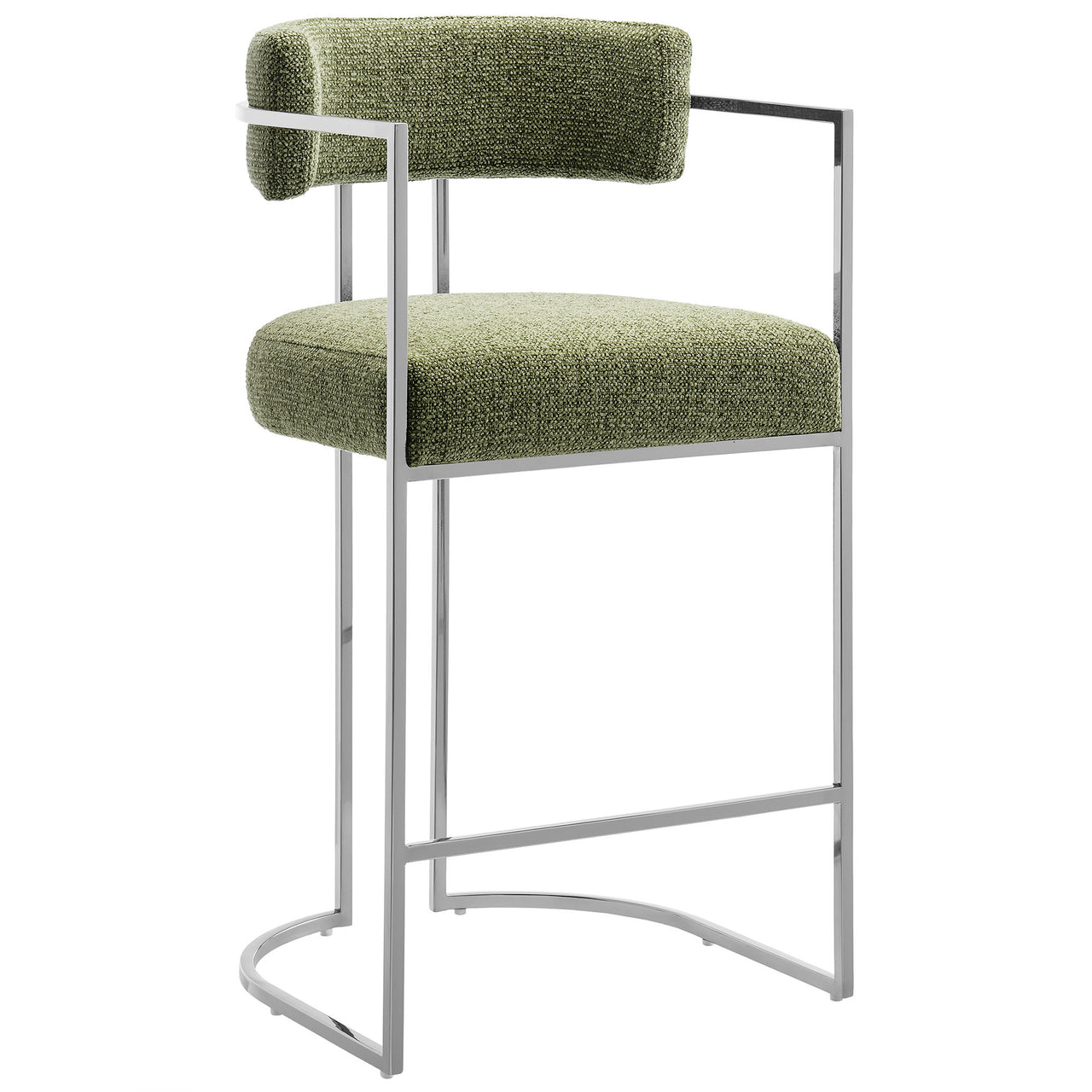 Olyra Fabric Counter Stool, Silver & Leaf