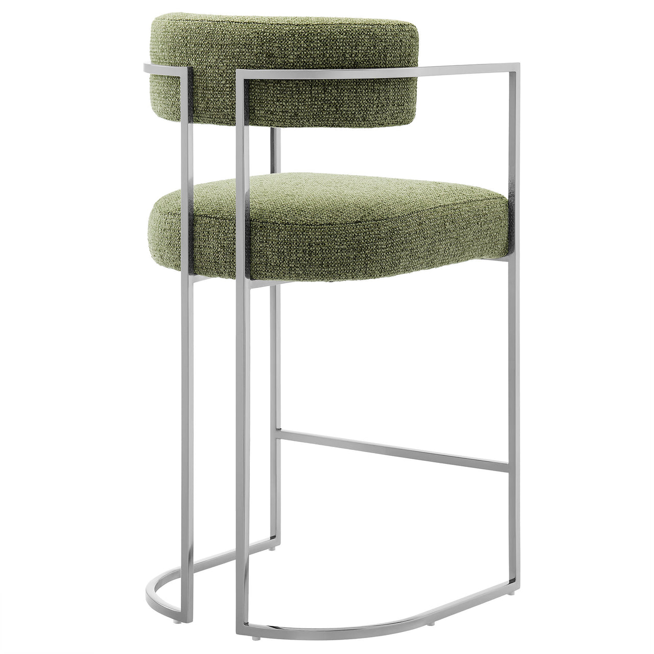 Olyra Fabric Counter Stool, Silver & Leaf