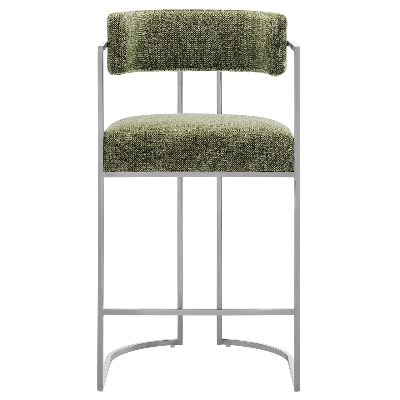 Olyra Fabric Counter Stool, Silver & Leaf