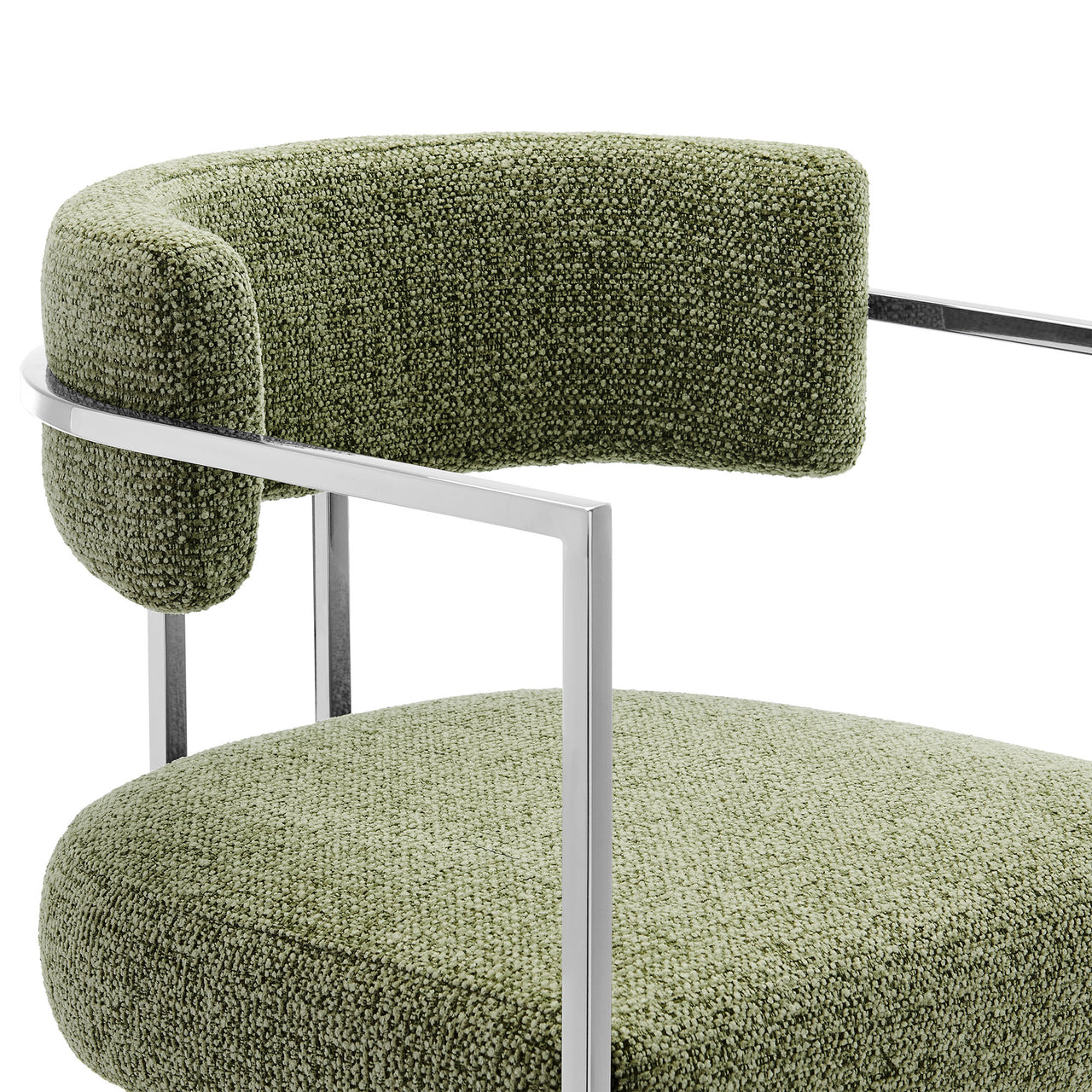 Olyra Fabric Counter Stool, Silver & Leaf